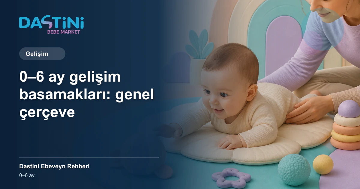 0–6 ay gelişim basamakları: genel çerçeve için Dastini Ebeveyn Rehberi kapak illüstrasyonu