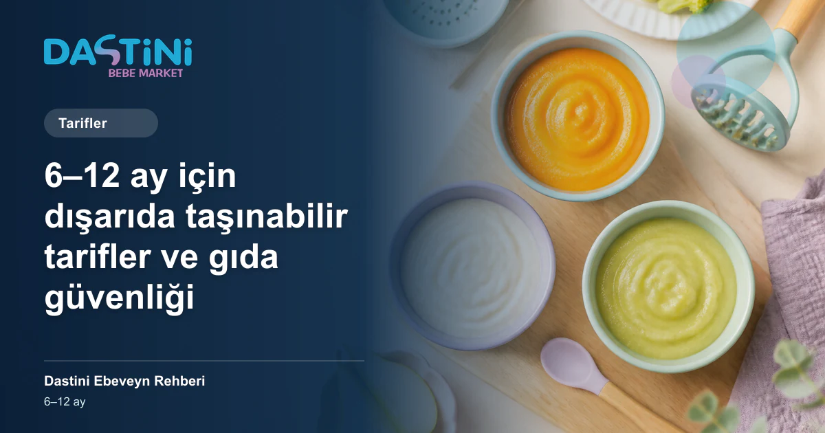 6–12 ay için dışarıda taşınabilir tarifler ve gıda güvenliği için Dastini Ebeveyn Rehberi kapak illüstrasyonu