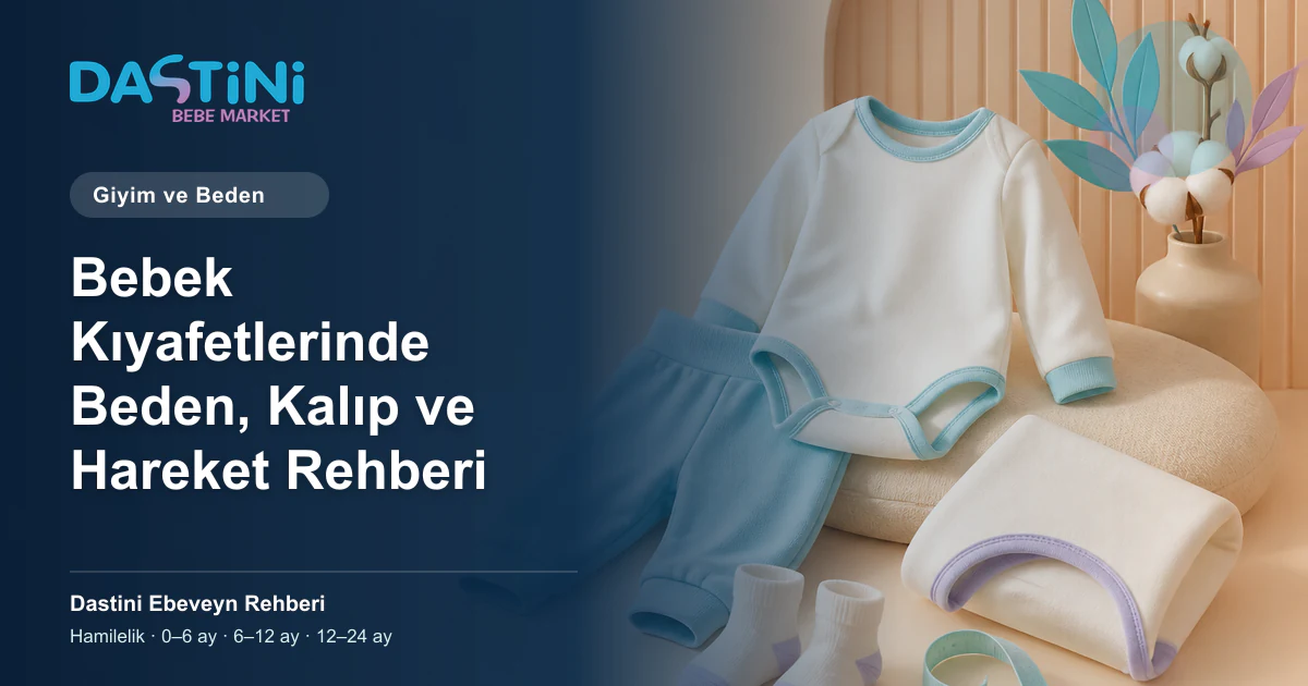 Bebek Kıyafetlerinde Beden, Kalıp ve Hareket Rehberi için Dastini Ebeveyn Rehberi kapak illüstrasyonu
