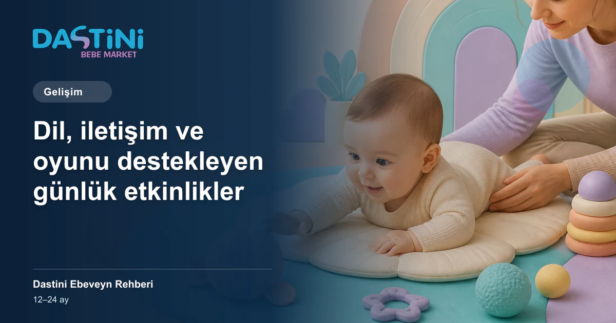 Dil, iletişim ve oyunu destekleyen günlük etkinlikler için Dastini Ebeveyn Rehberi kapak illüstrasyonu