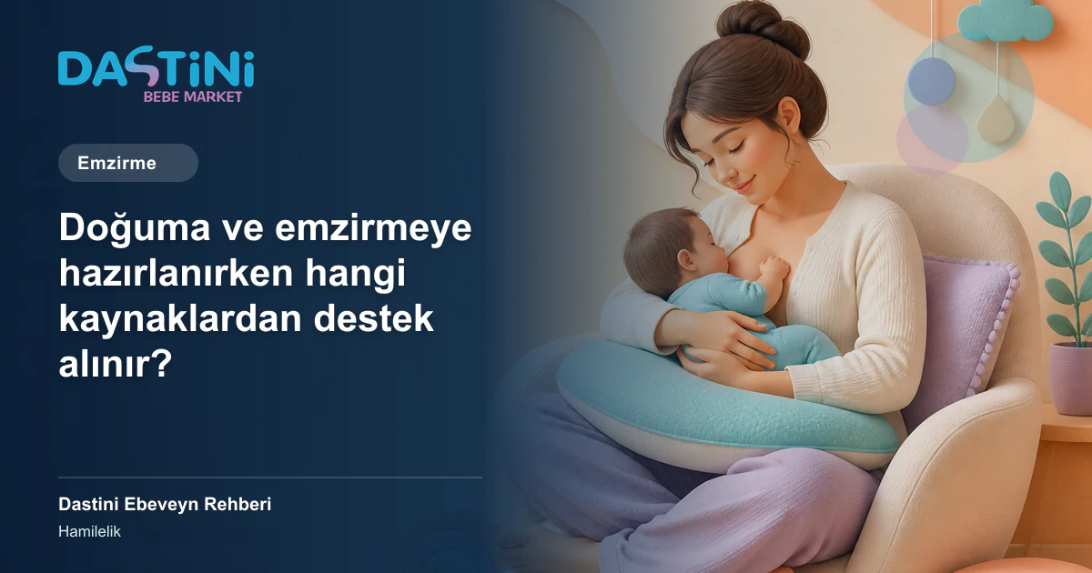 Doğuma ve emzirmeye hazırlanırken hangi kaynaklardan destek alınır? için Dastini Ebeveyn Rehberi kapak illüstrasyonu