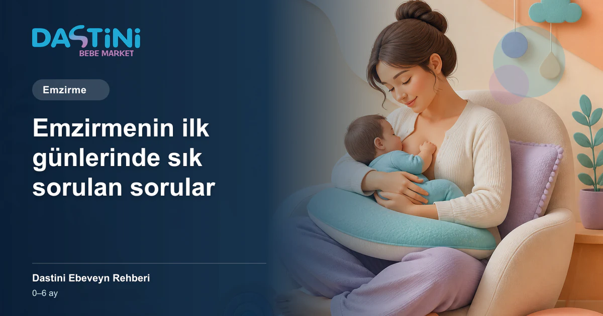 Emzirmenin ilk günlerinde sık sorulan sorular için Dastini Ebeveyn Rehberi kapak illüstrasyonu