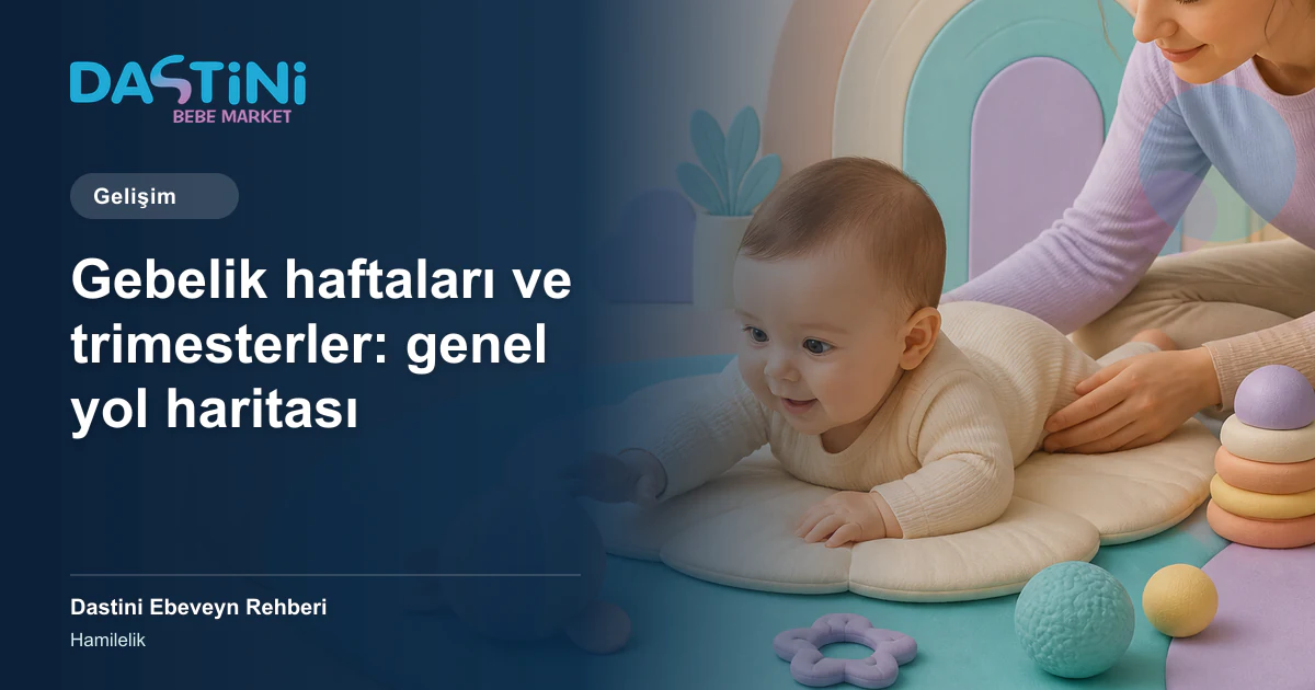 Gebelik haftaları ve trimesterler: genel yol haritası için Dastini Ebeveyn Rehberi kapak illüstrasyonu