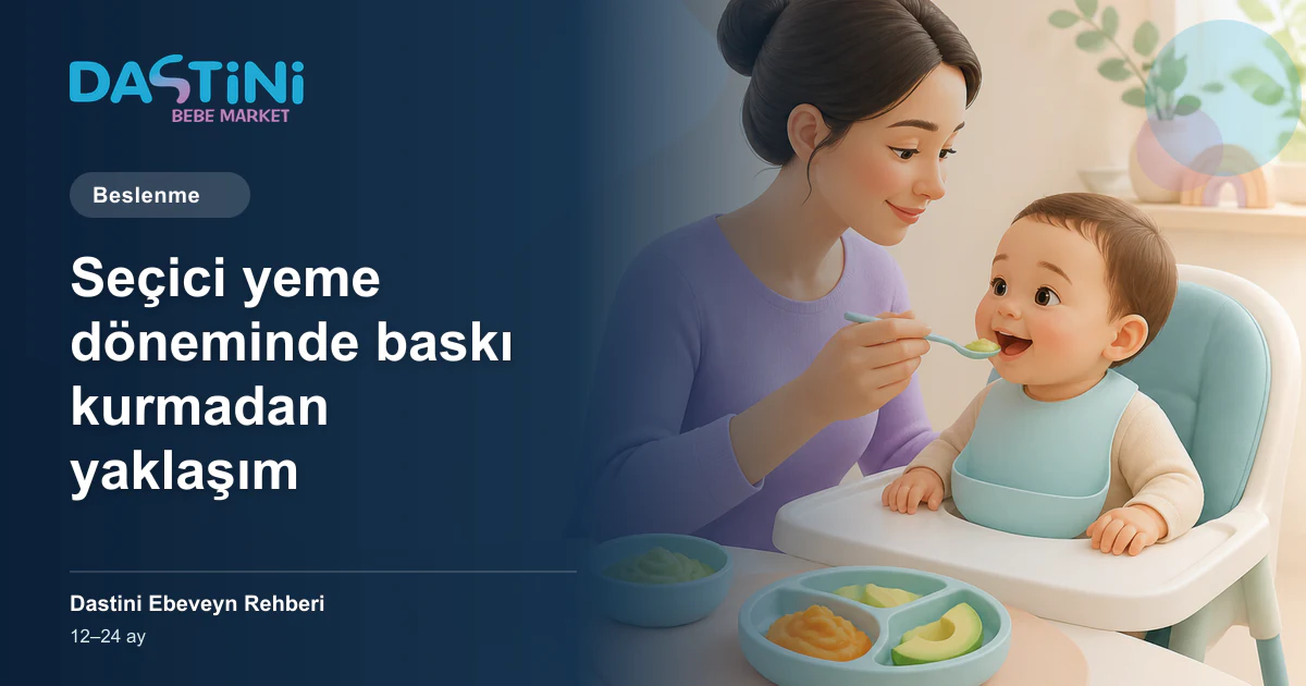 Seçici yeme döneminde baskı kurmadan yaklaşım için Dastini Ebeveyn Rehberi kapak illüstrasyonu